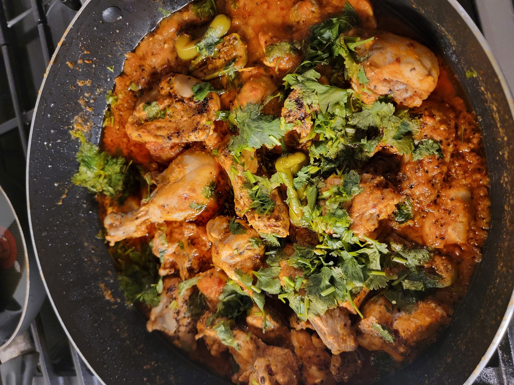 Chicken karahi prepared for Pakistani halal catering
