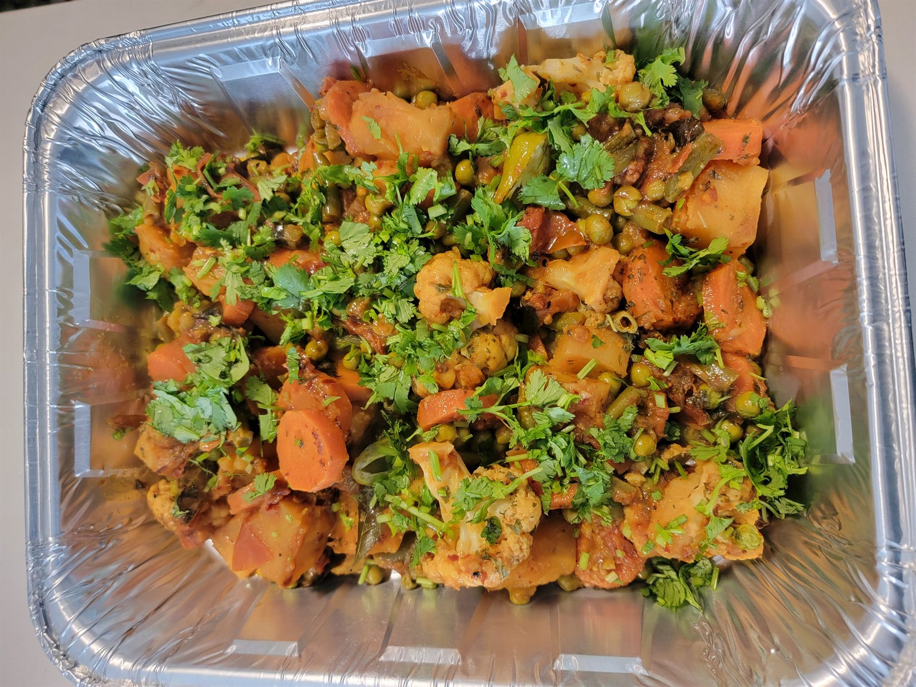 Mixed vegetable sabzi catering tray